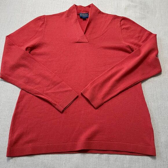 Pendleton Merino Wool Orange Red Shawl-Collar Sweater Size S - Picture 8 of 8